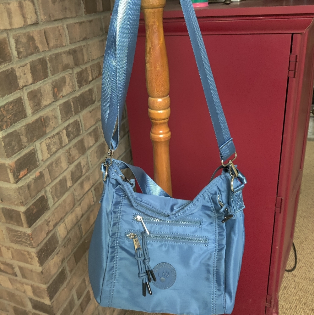 Bearpaw Blue Denim Crossbody/Shoulder  Purse, Medium Size